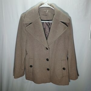 Calvin Klein Wool Blend Peacoat Brown 62% Wool 5% Cashmere – Women’s PL